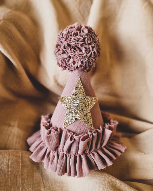 Antique Pink Ruffle Party Hat