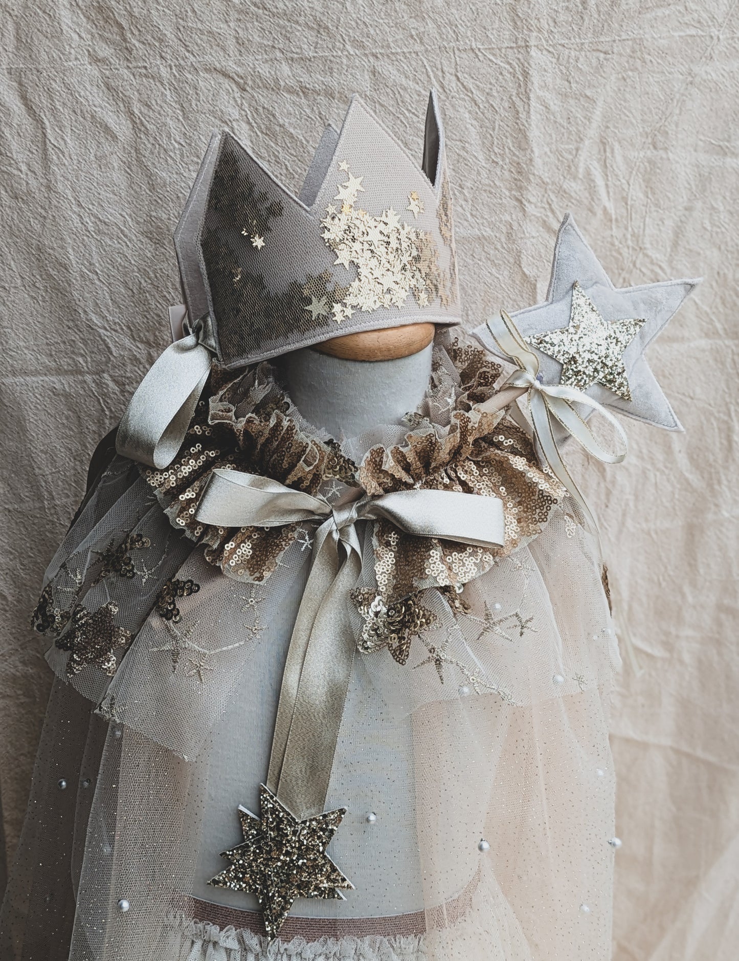 Ivory & Gold Star Cape, Crown & Wand