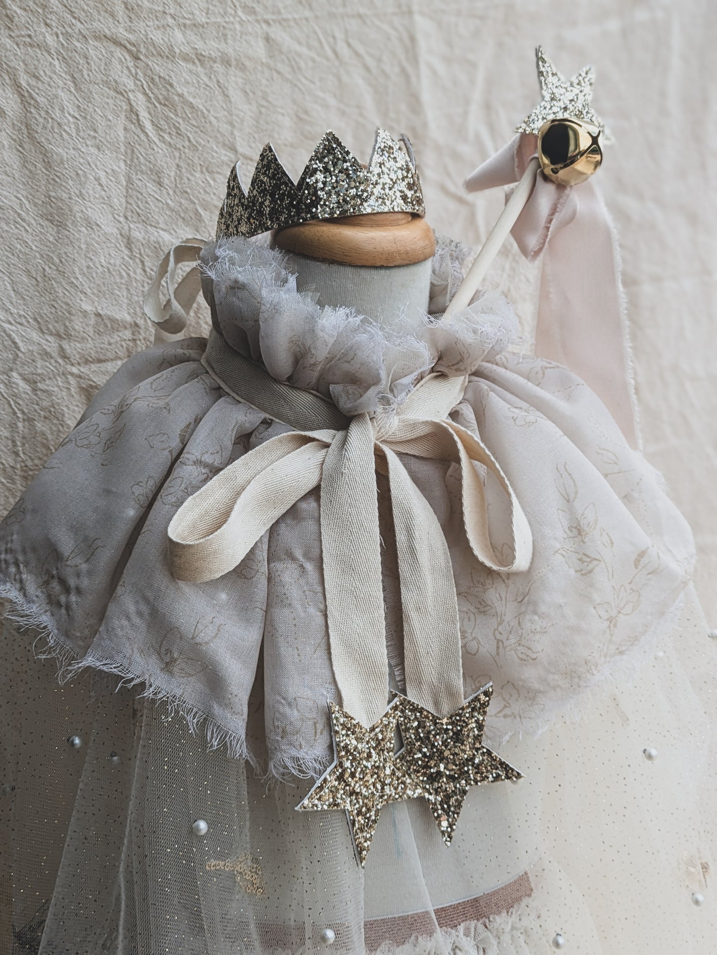 Dainty Neutral & Gold Cape, Crown & Wand