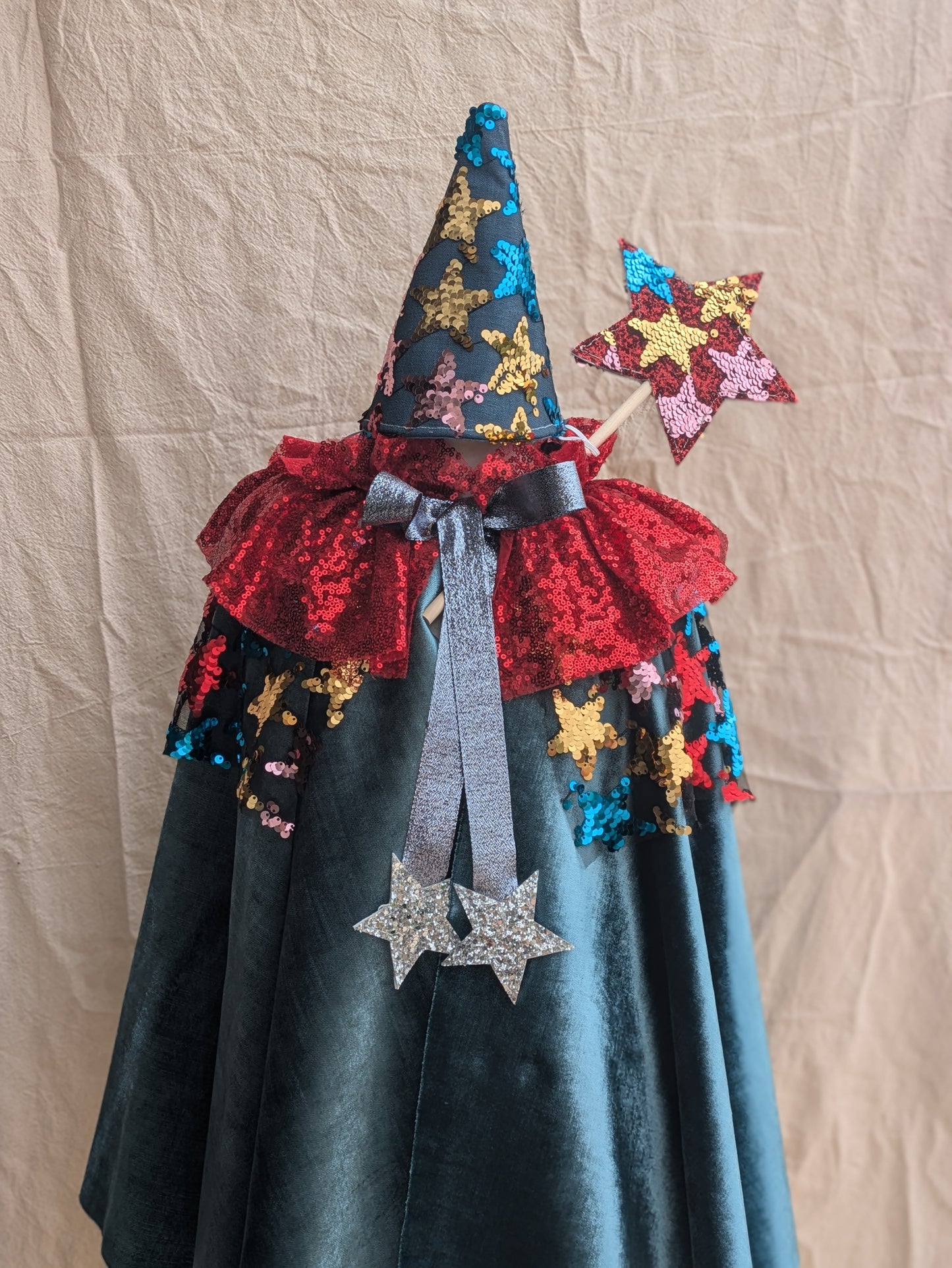 Velvet Wizard Cape, Hat & Wand