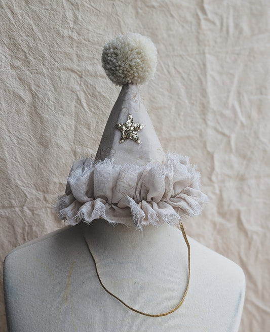Neutral Floral Ruffle Party Hat
