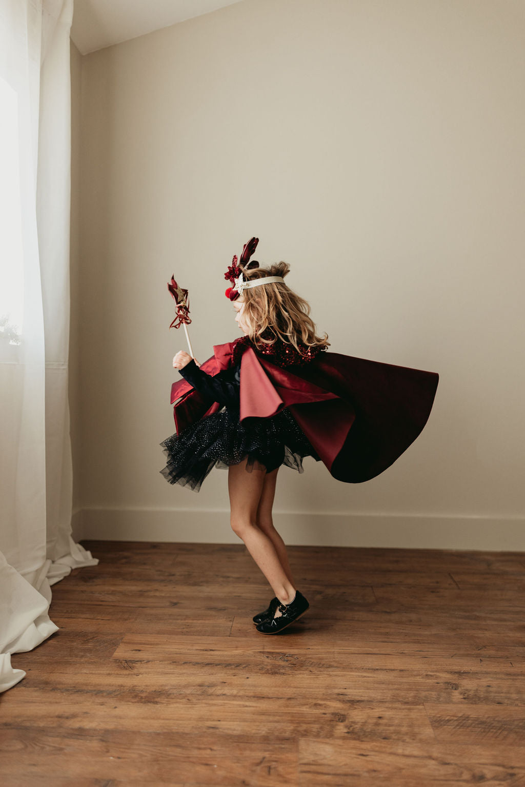 Burgundy Velvet Christmas Cape