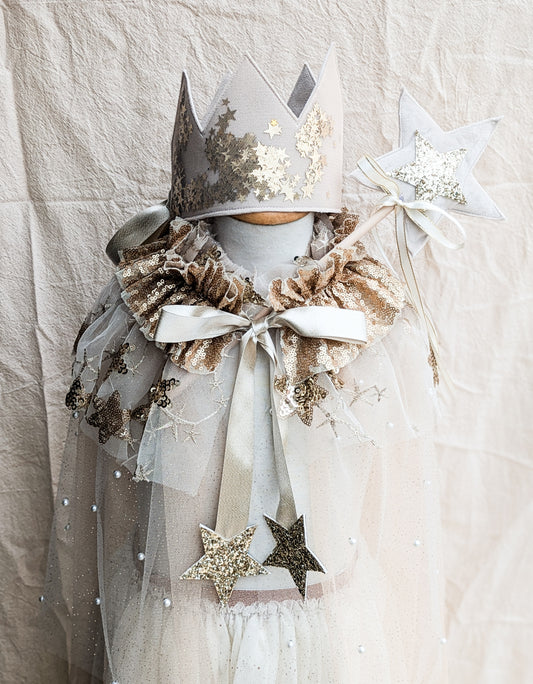 Ivory & Gold Star Cape, Crown & Wand