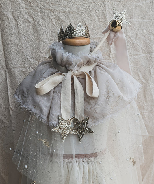 Dainty Neutral & Gold Cape, Crown & Wand