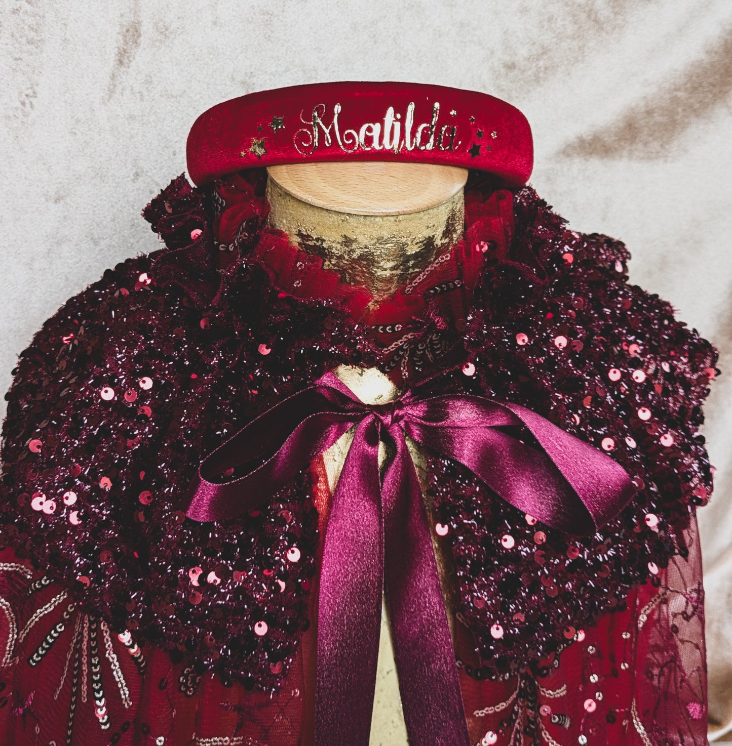 Burgundy Christmas Sparkle Cape