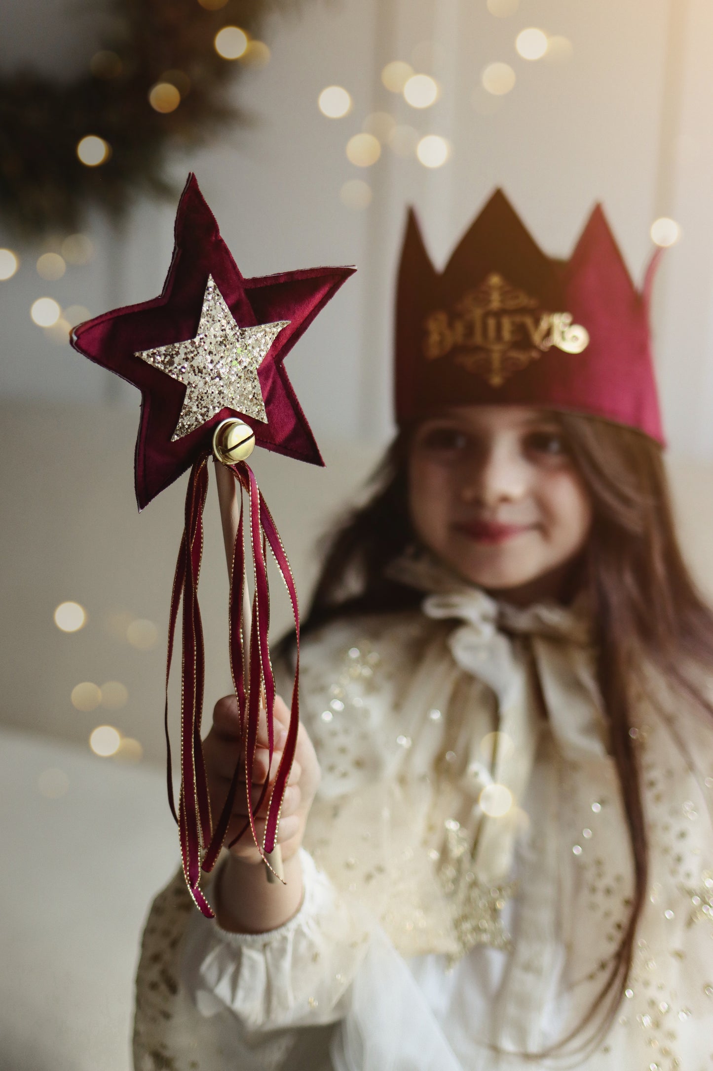 "Believe" Crown ~ Ivory, Burgundy & Pale Gold