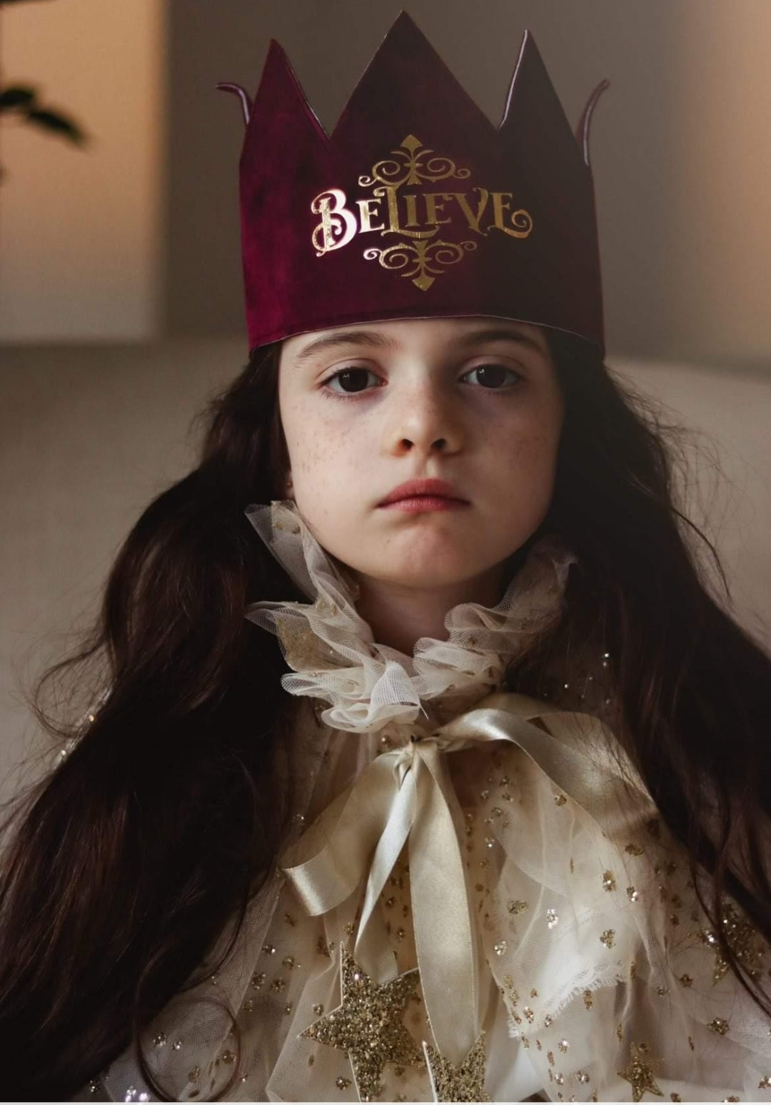 "Believe" Crown ~ Ivory, Burgundy & Pale Gold