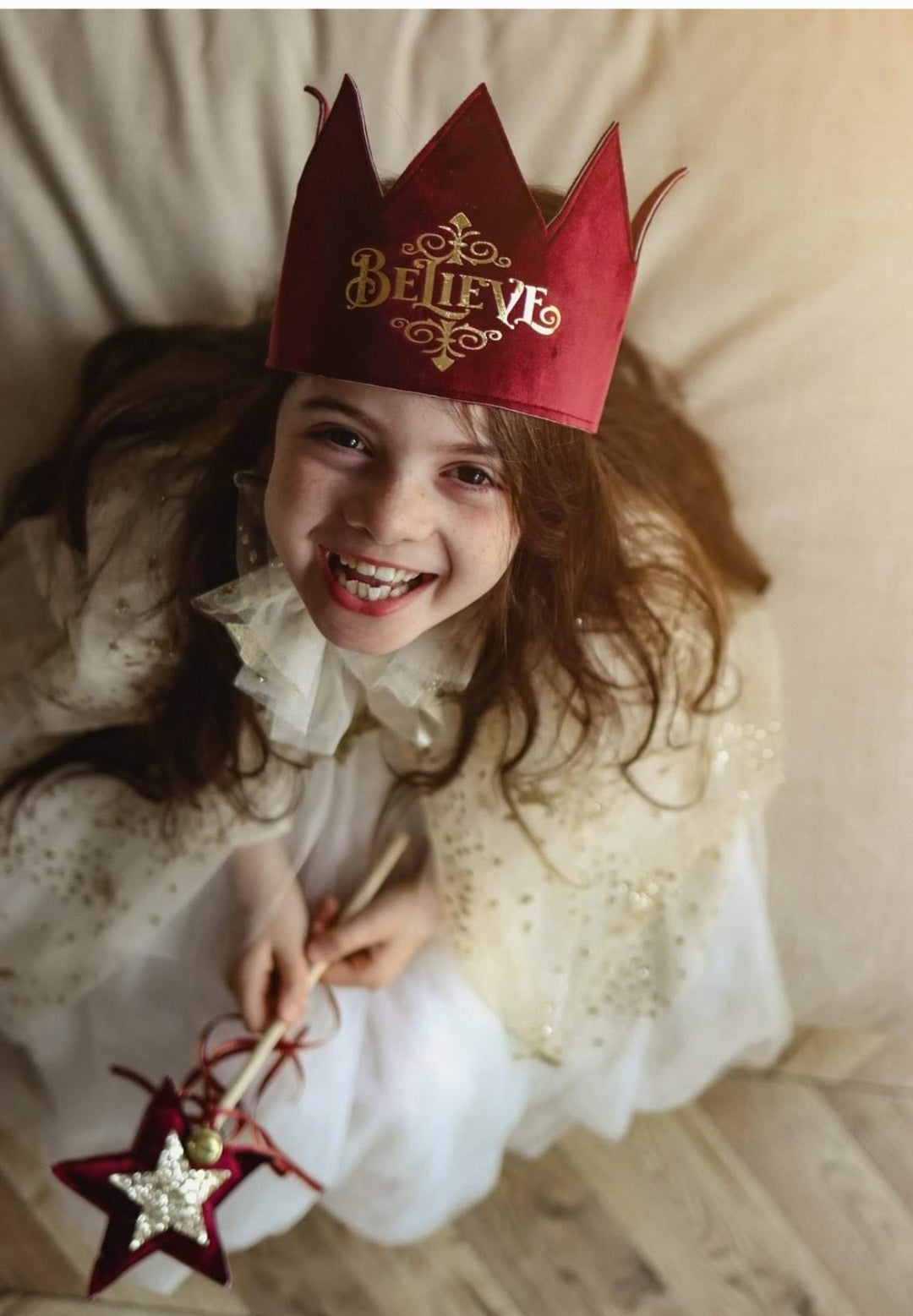 "Believe" Crown ~ Ivory, Burgundy & Pale Gold